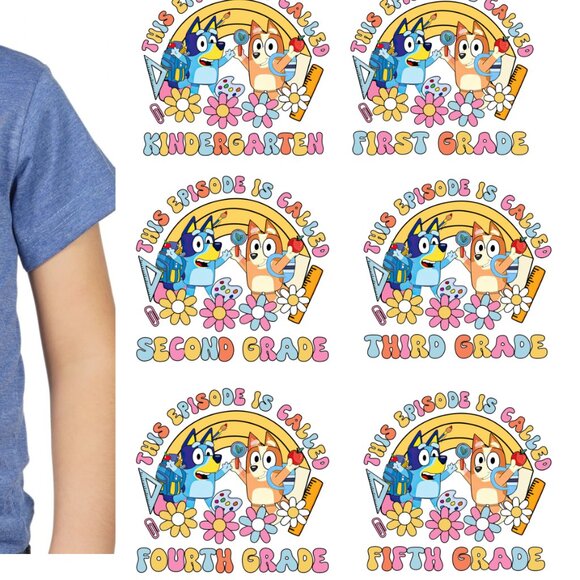 Bluey Back to school Graphic T-shirt for Little Kids Kinder to Fifth grade - Picture 2 of 7